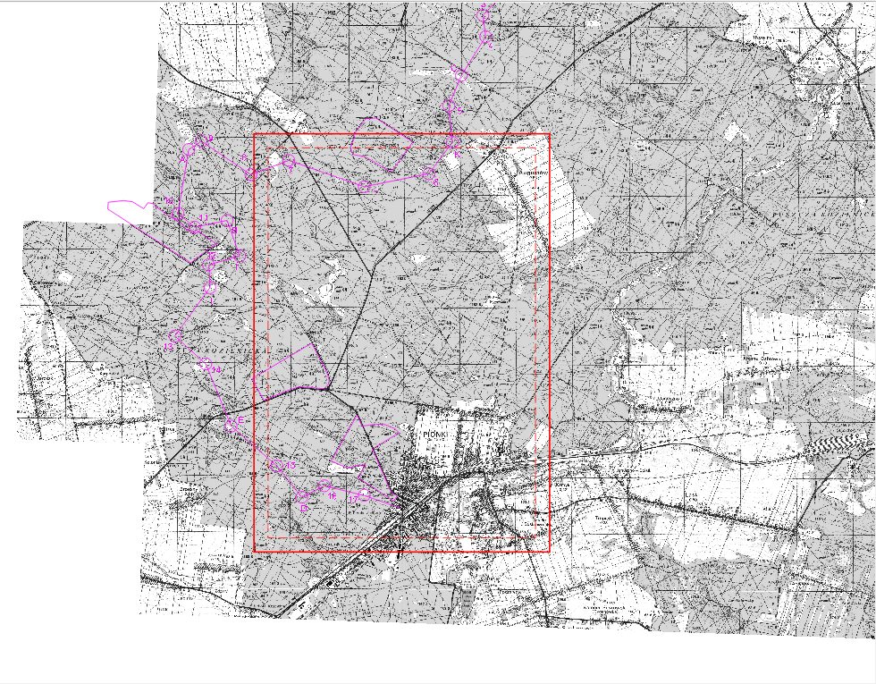 Ramka A4 na mapie trasy H (widok Mapa uczestnika, powiększenie 0,4×)