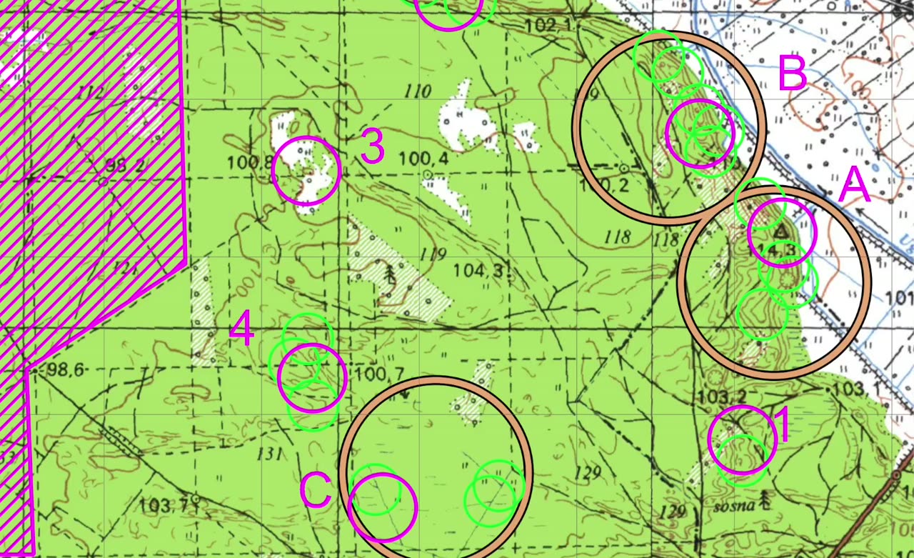 Mapa przed zmianą: okrągłe ramki wycinków bez białej obwódki