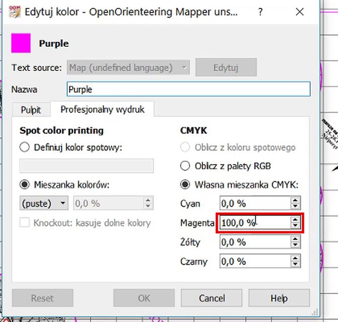 Edytuj kolor: Purple, Magenta 100 %